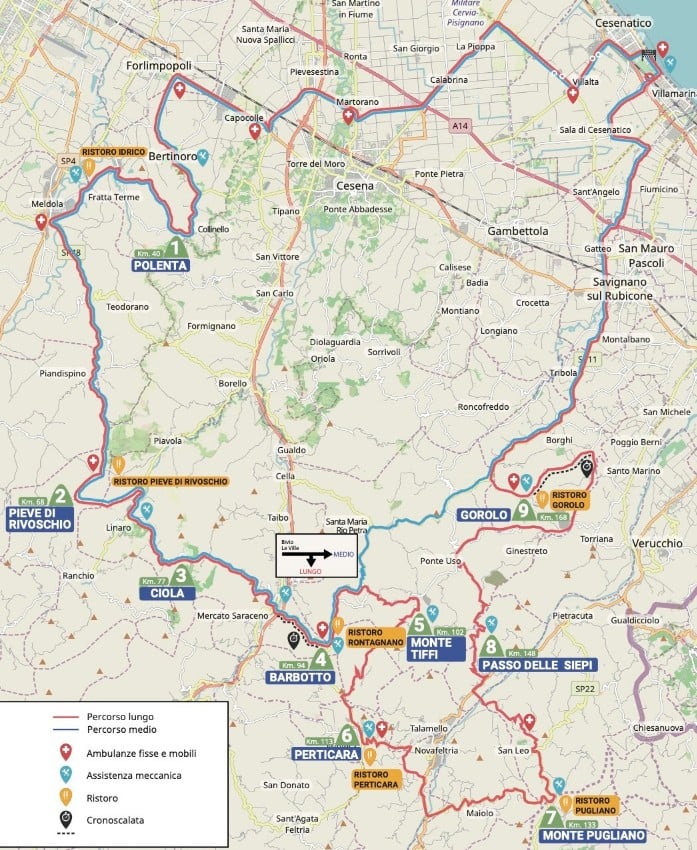 Nove Colli route - Tour de Vacance Wielervakanties Nove Colli route